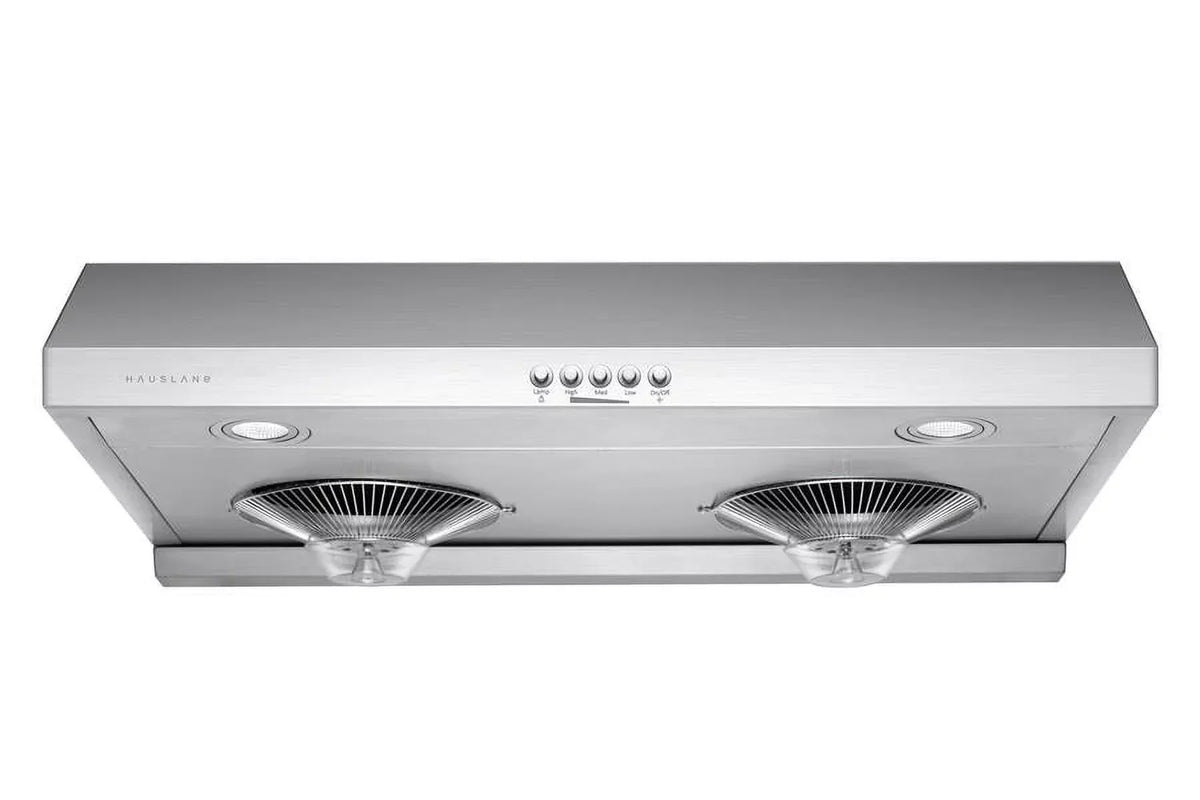 Hauslane Under Cabinet Range Hood 30-inch Full Stainless Steel, Fits 6 Inch Round Ducts - C100