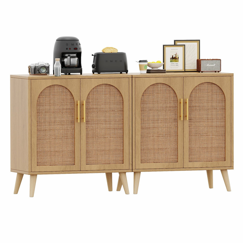 Rovaurx Set Of 2 Rattan Storage Cabinets With Doors