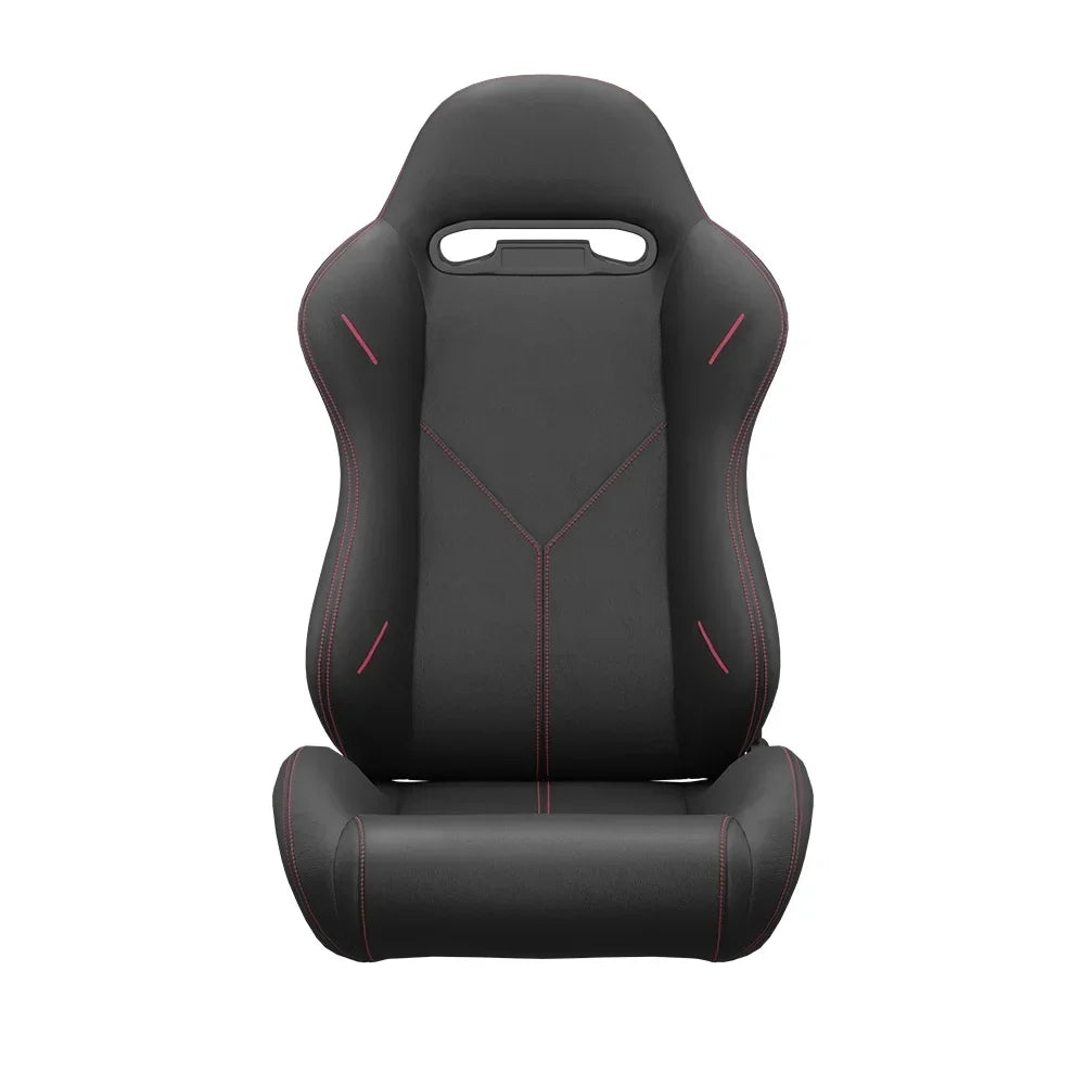 2PC Universal Reclinable Bucket Racing Seats With Adjustor Slider - Red PVC Leather