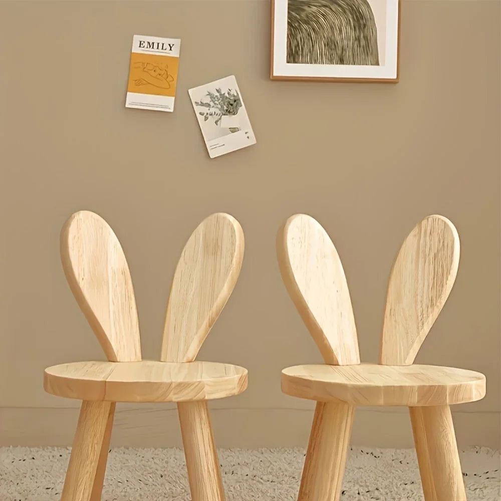Ecoboom Wooden Rabbit Ears Stools, 2pcs - Rubber Wood