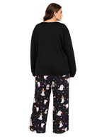 Homlouue Halloween Womens Plus Size Pajama Sets 2-Piece, Cute Ghost Print V-Neck Loungewear with Pockets, Soft Sleepwear for Holiday