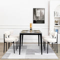 DYHOME Mid-Century Modern Dining Chairs, White, Set Of 4, Black Metal Legs