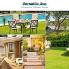 4-Piece Outdoor Dining Chair Set With Removable Cushions, Black Frame And Beige Cushions - 27 x 24 x 35 in