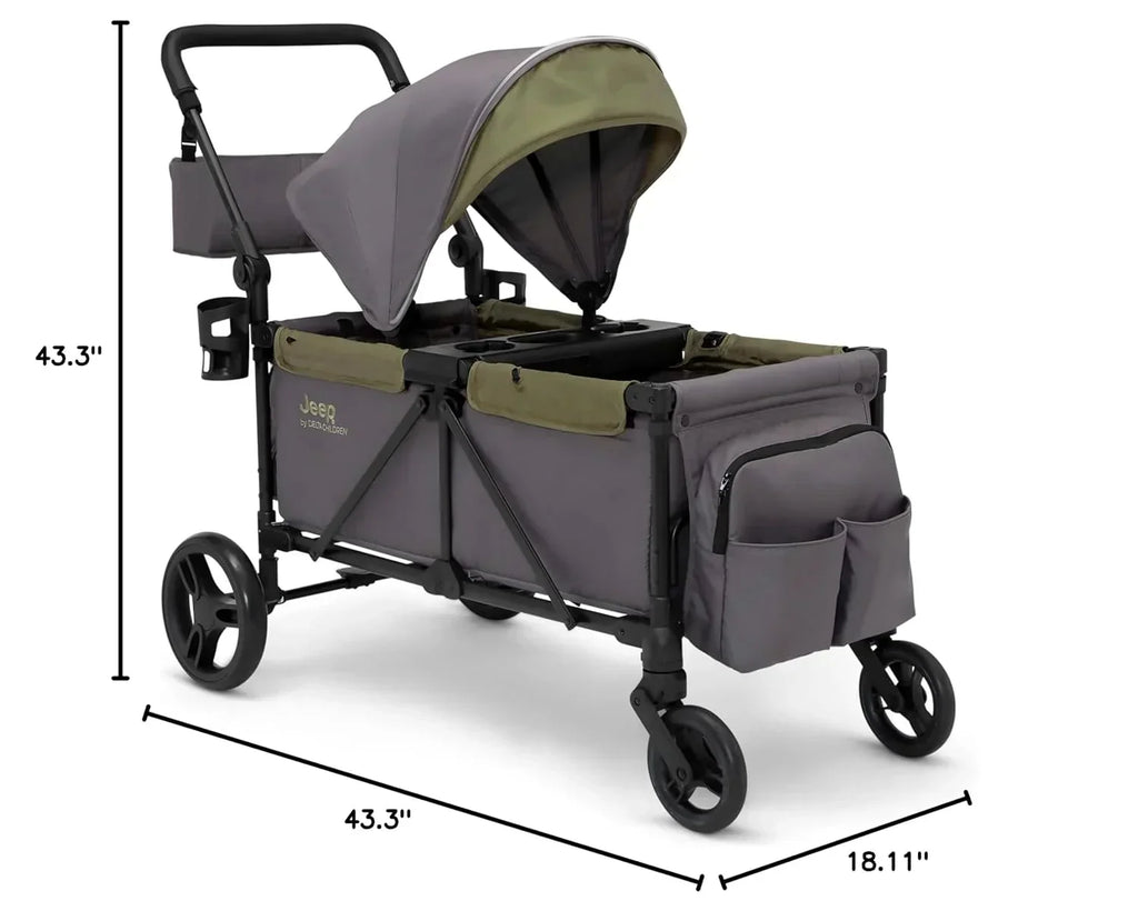 Jeep Sport All-Terrain Stroller Wagon With Canopy And Parent Organizer