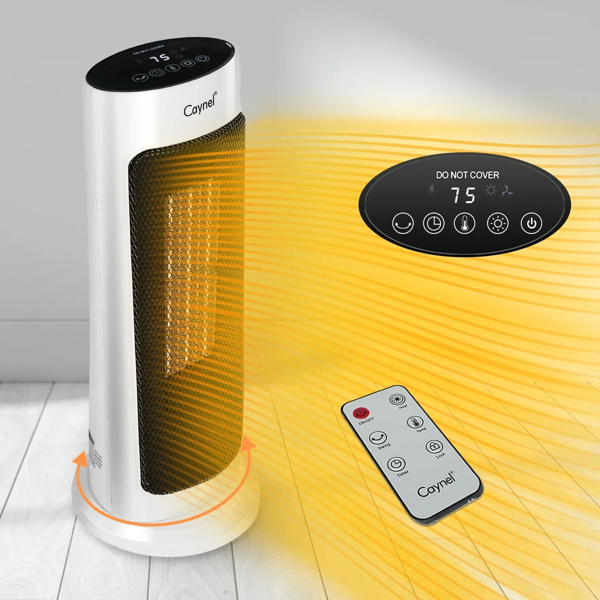 Caynel Oscillating Ceramic Tower Space Heater, 1500W, White