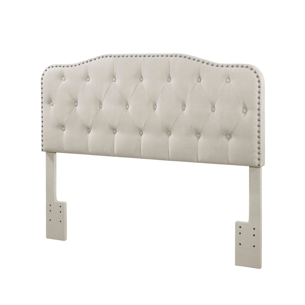 Tufted Gray Linen Headboard for Queen and Full Bed - 65in L x 3in W x 48in H