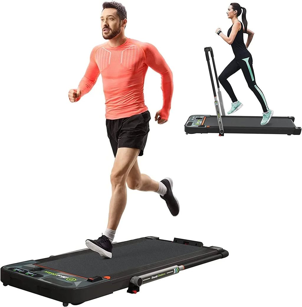 Real Relax 2 In 1 Folding Treadmill, 2.25HP, 42.5x17 Inch Belt - Home Office