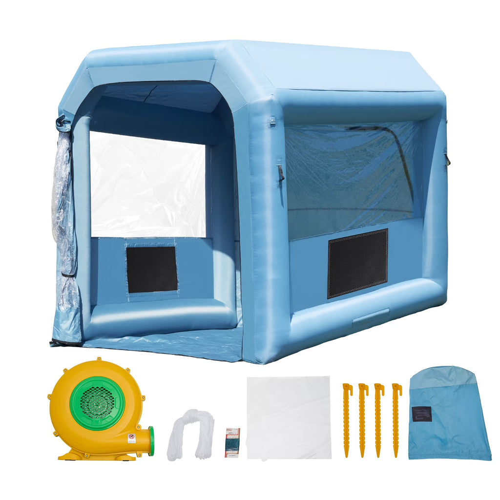 KFFKFF Portable Inflatable Spray Shelter 9.8 x 8.2 x 8.2 ft With 550 W Blower And Filtration System - GZYJXKF03