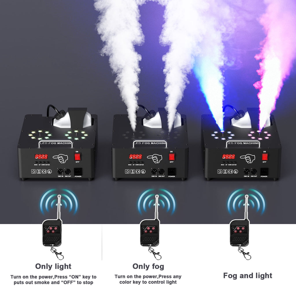 Smoke Machine Fog Machine 2000W Double-tube Adjustable DMX512 RGB 3-in-1 Led Stage Smoke Machines for Party/ Wedding/ Stage