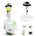 Halloween Porch Goose Outfit, Porch Goose Cloths Spider Web Duck Lawn Skeleton Costume for 23'' Plastic/Cement Duck Statues Patio Lawn Outdoor Decor