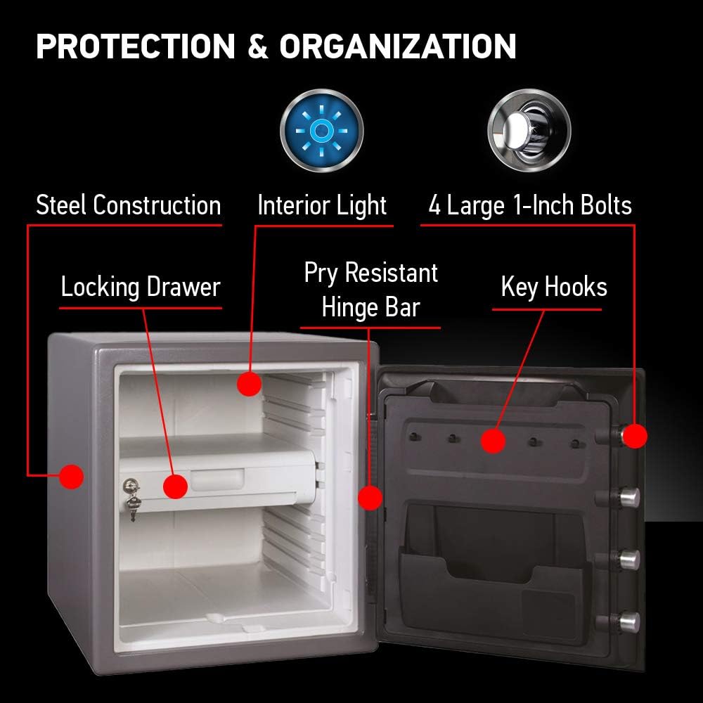 1.23 Cu Ft Waterproof And Fireproof Digital Safe Box - Alloy Steel