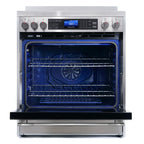 Cosmo 4-Piece Kitchen Appliance Package With 30 in Electric Range, 30 in Wall Mount Hood, 24 in Dishwasher And French Door Refrigerator