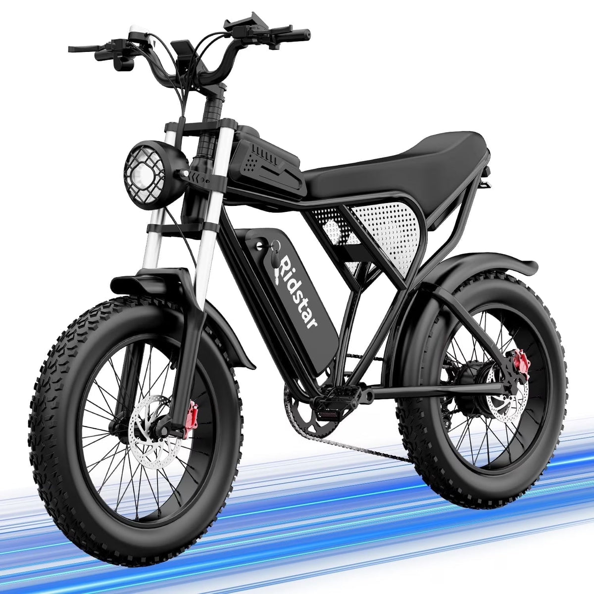 1500W Electric Mountain Bike 48V 20Ah, 20 inch Fat Tires, Shimano 7-Speed, Full Suspension - q20-1500w