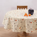 Way To Celebrate Halloween PEVA Tablecloth, For Table 70" Round - Skeleton Pumpkin Head Toss