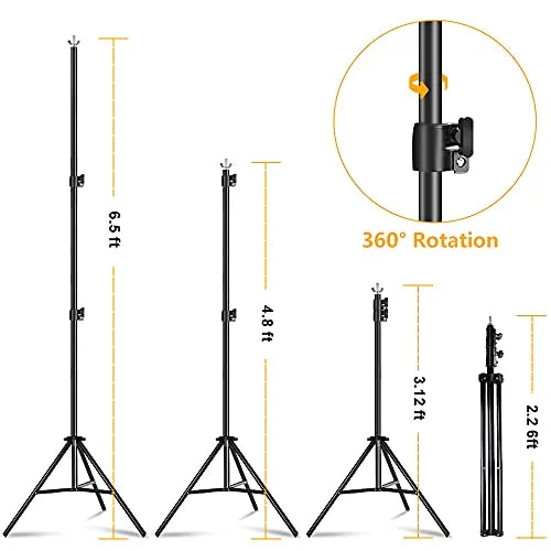 Lidlife Adjustable Photography Backdrop Stand Kit, 6.5 x 10ft - With 4 Spring Clamps, Sand Bag And Carry Bag