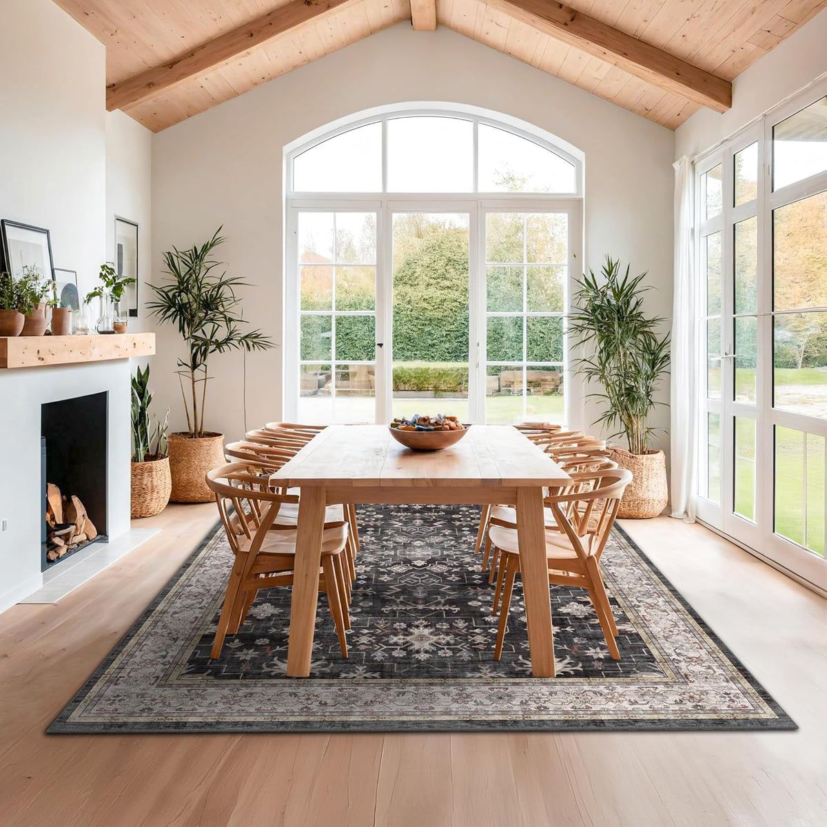 Hazo Haus Washable Low-Pile Area Rug 10x14 Black/Multi
