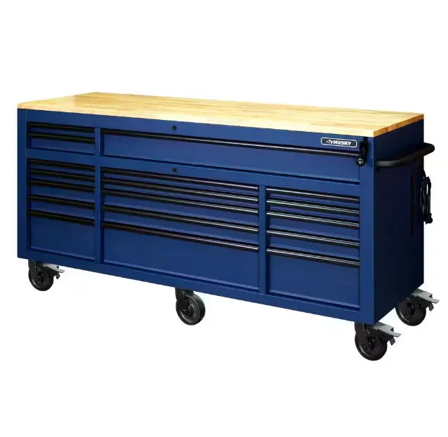 72 Inch Gloss Black Mobile Workbench Tool Chest With Casters And 18 Drawers