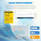 Wall-Mounted Ductless Mini Split Air Conditioner With Heat Pump, 24000 BTU, 208-230V, 18.5 SEER2, White
