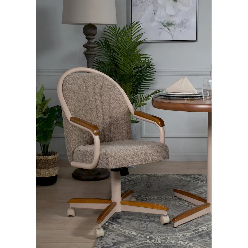 Casual Dining Cushion Swivel-and-Tilt Rolling Caster Chair, 38 Inches H x 24 Inches W x 22 Inches D