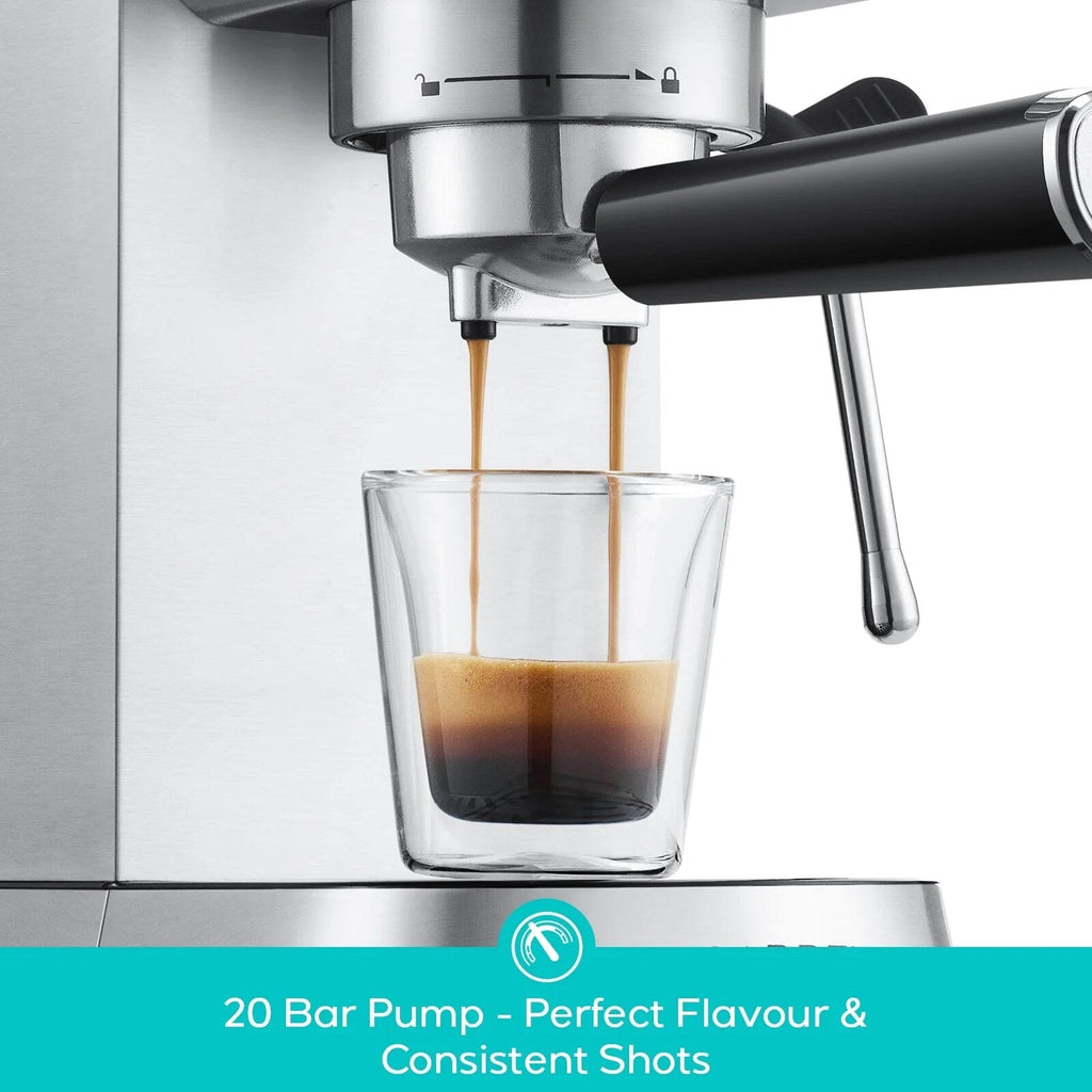 CASABREWS Espresso Machine, 20-Bar Pressure, 34 oz Water Tank, Silver - 5418Basic