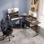 L-Shaped Gaming Computer Corner Desk With Monitor Stand - 220 lbs Capacity
