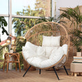 Walsunny Outdoor Patio Wicker Oversized Egg Chair With Cushion