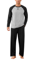 Iceglad Men's Pajamas Set Long Sleeve Sleepwear with Pockets Comfortable Lightweight Pjs Sets for Men