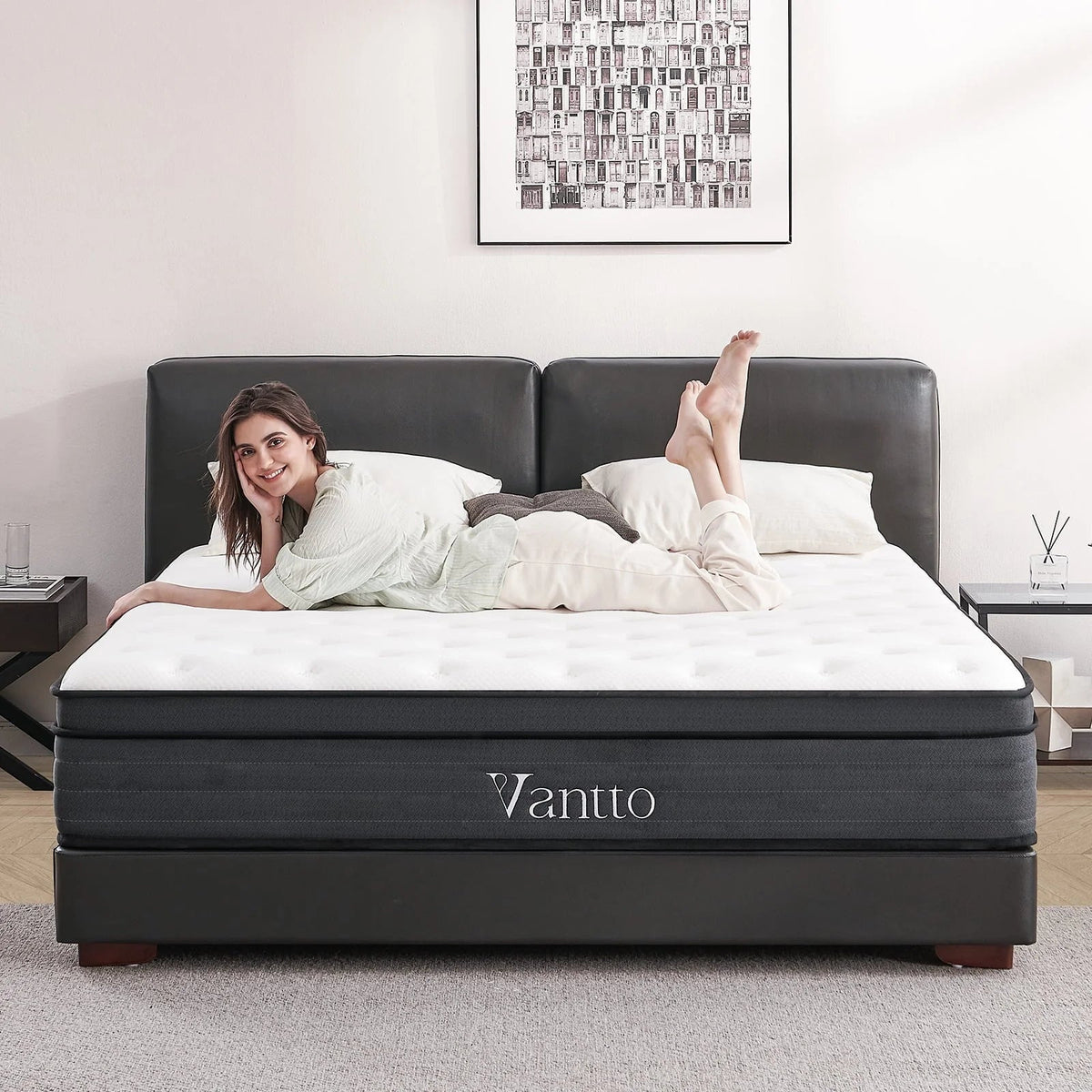 Vantto Queen 12 Inch Hybrid Memory Foam Mattress In A Box - CertiPUR-US