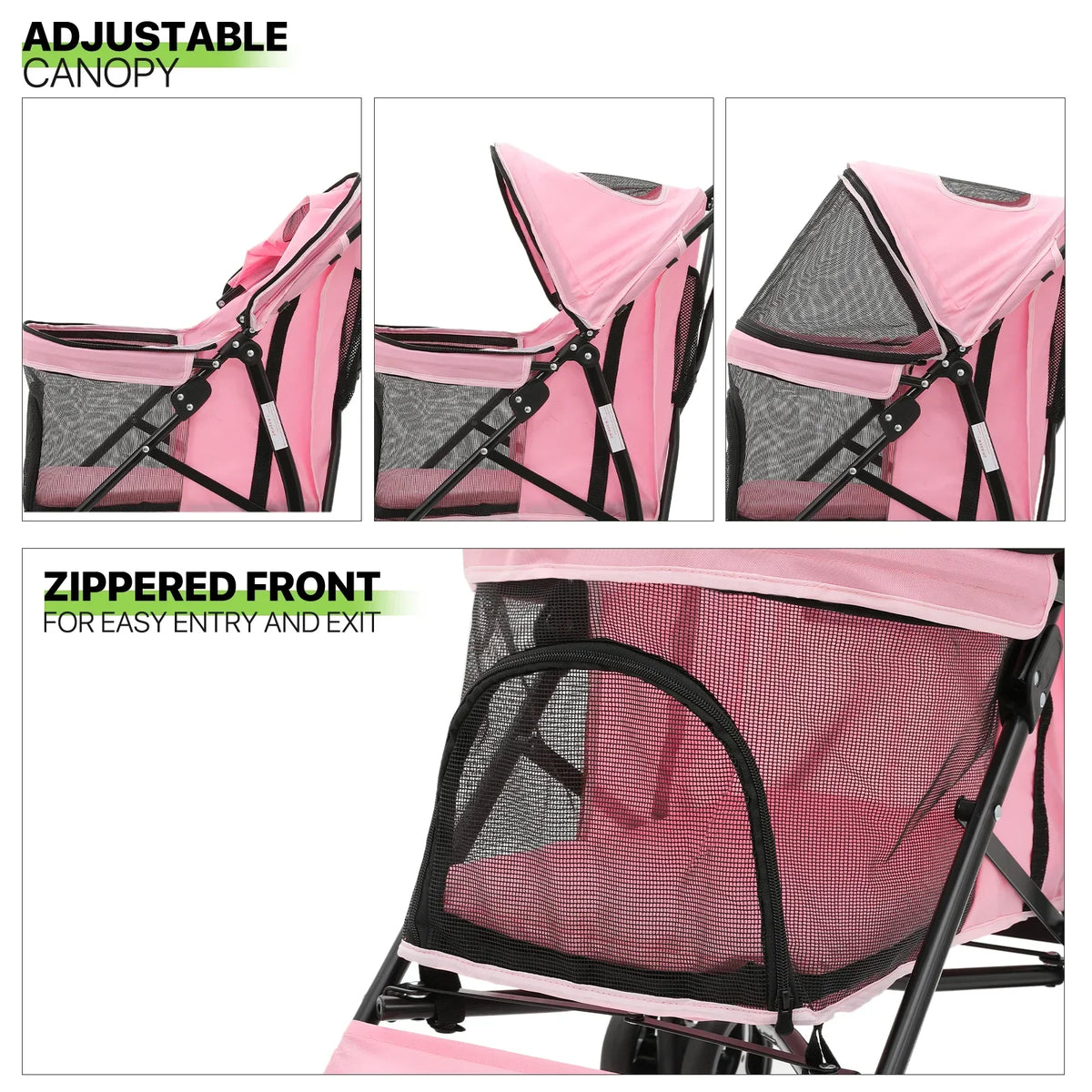 Magshion 4 Wheel Foldable Pet Stroller for Small Medium Dogs, Pink, 22 lbs