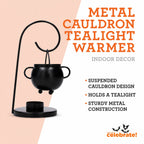 Metal Cauldron Tealight Warmer, Black, 9", Halloween by Way To Celebrate