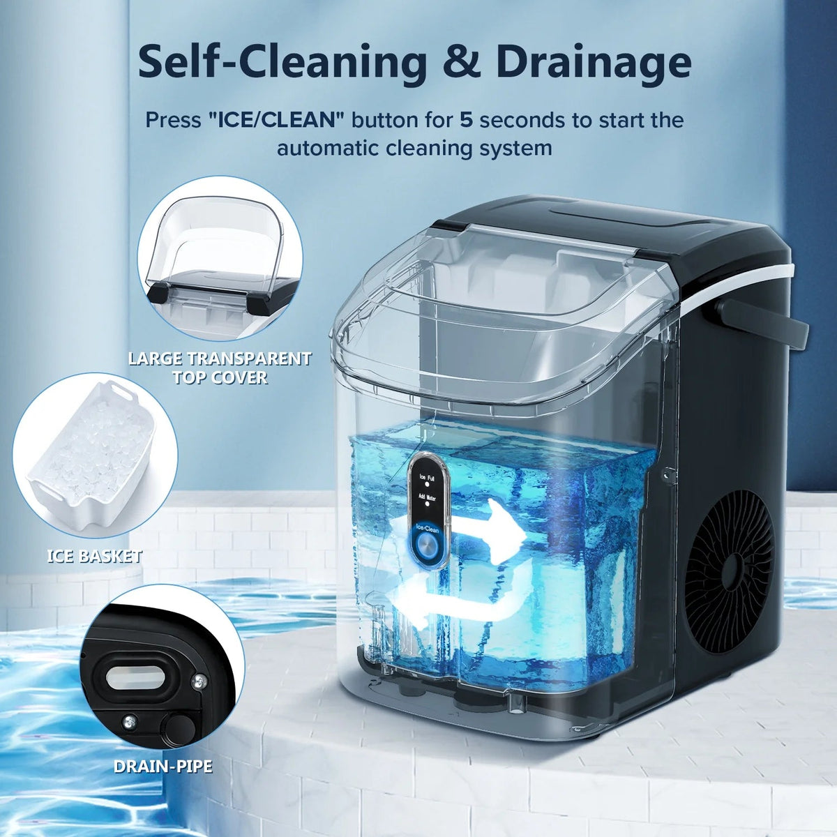 Auseo Countertop Nugget Ice Maker, 35 Lbs Each Day