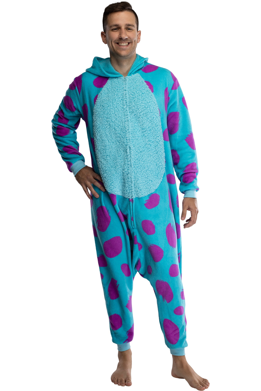 Disney Monsters Inc. Adult Sulley Kigurumi Sherpa Fleece Cosplay Costume One Piece Union Suit