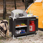 Treasual Portable Camping Kitchen Table, 48 Inch x 21.5 Inch, Windscreen And Storage Organizer