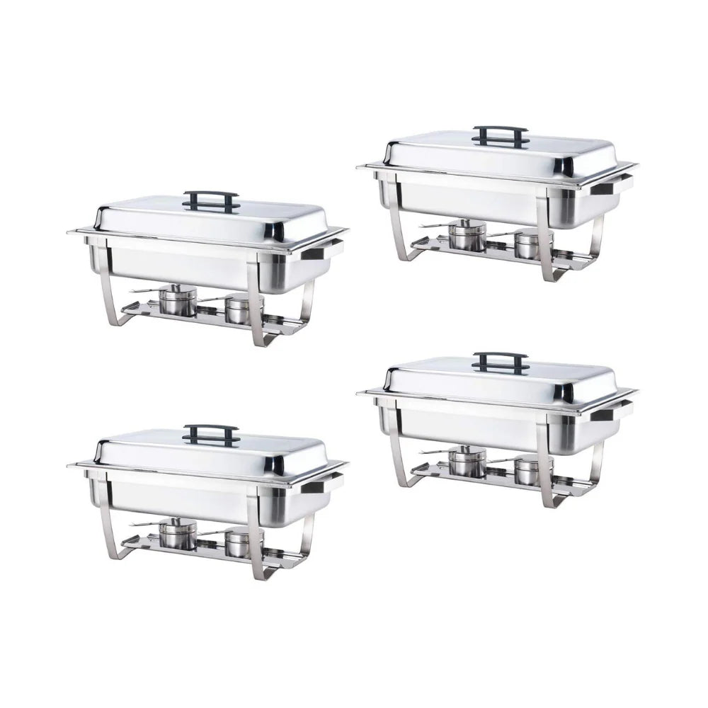 Alpha Living Stainless Steel Chafing Dish Set, 4 Pack, 8 Quart - 24 x 15.5 x 14.38 Inches