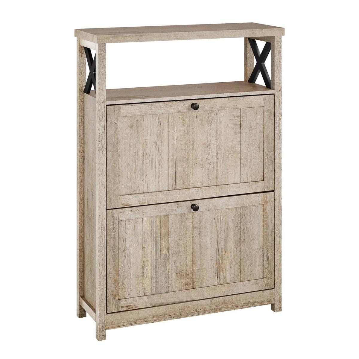Shoe Storage Cabinet Organizer With 2 Compartments, 9.8 x 31.5 x 43.5 Inches