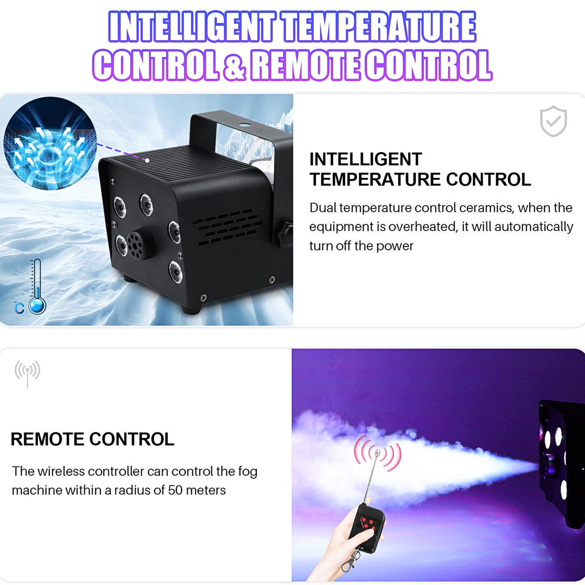Wondnuga Halloween Fog Machine Smoke Machine 550W 3-in-one RGB Light Beads Smoke Machine Remote Control for Halloween Party Wedding