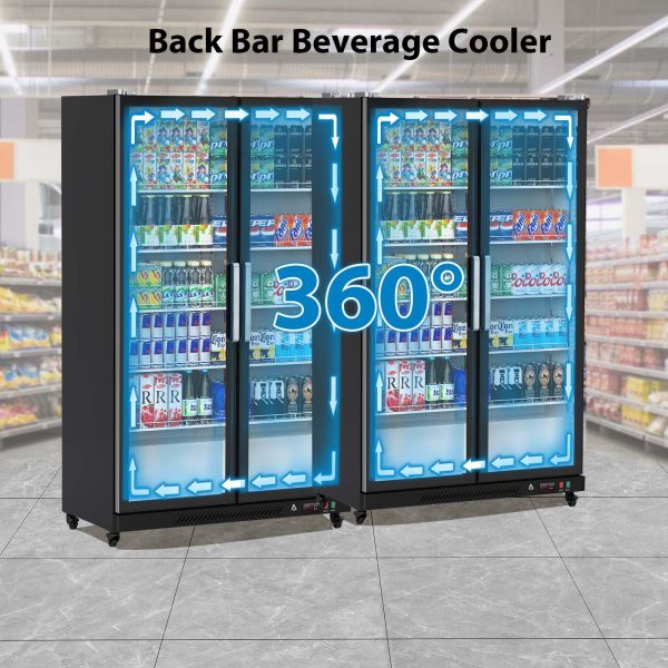 Commercial Glass Door Refrigerator With LED Lighting, 39 Cubic Feet, Double Swing Doors, Black - G2R2rMF5YckUZx1BD5-tawsNc1