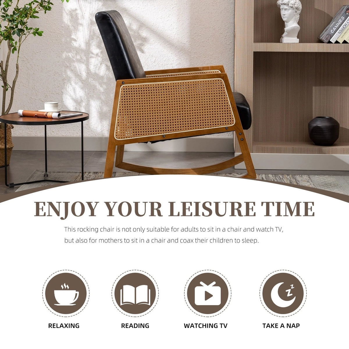 Upholstered Tall Back Gliding Rocking Armchair
