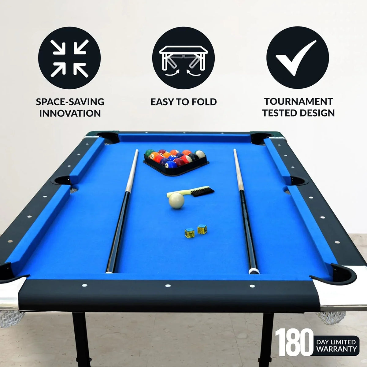 Hathaway Fairmont Portable Pool Table 6 Ft, 76 x 43.25 x 32 in - BG2574