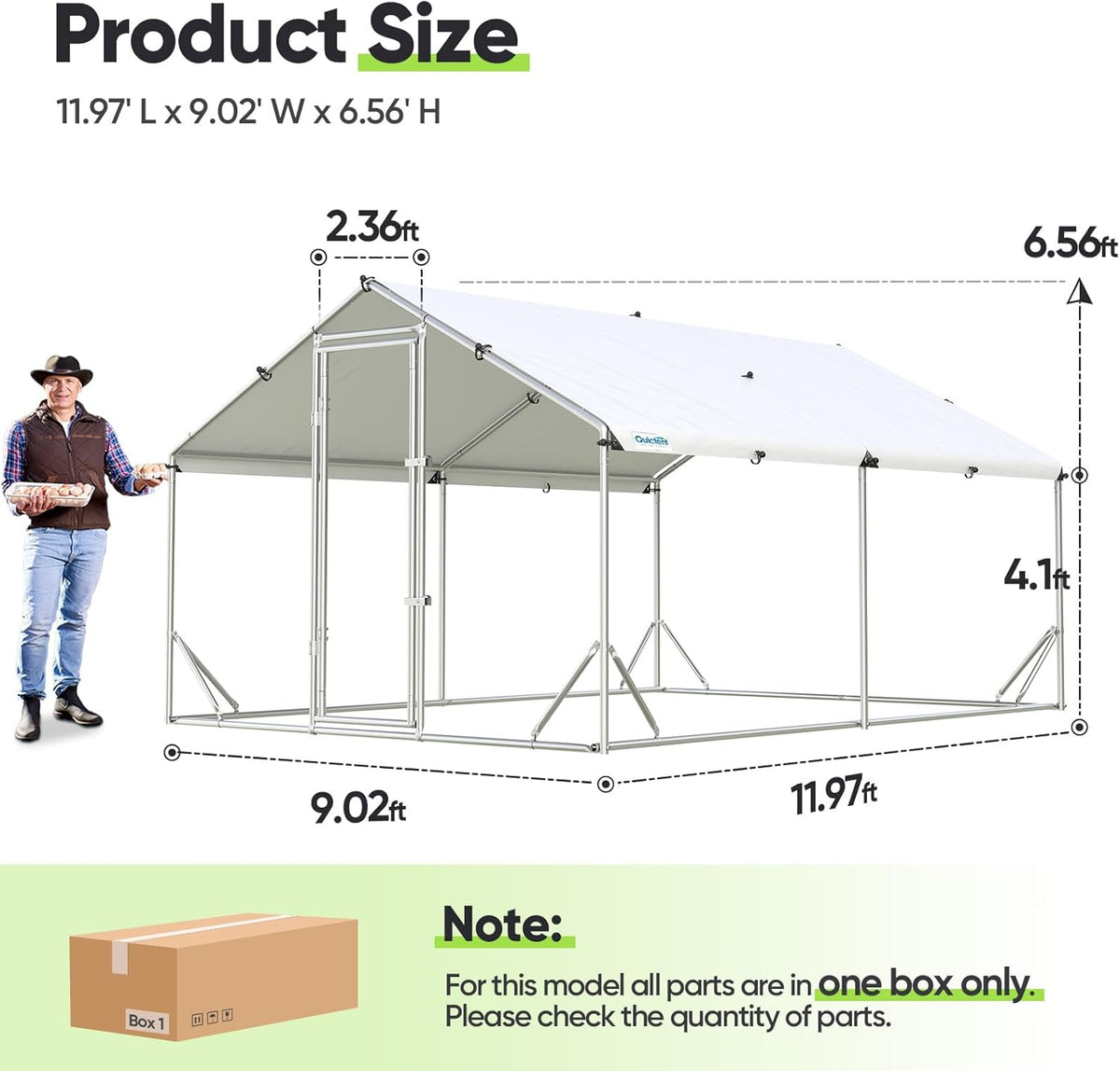 Quictent Metal Chicken Coop Run For 20+ Poultry, 12x9x6.6FT - Advanced Series
