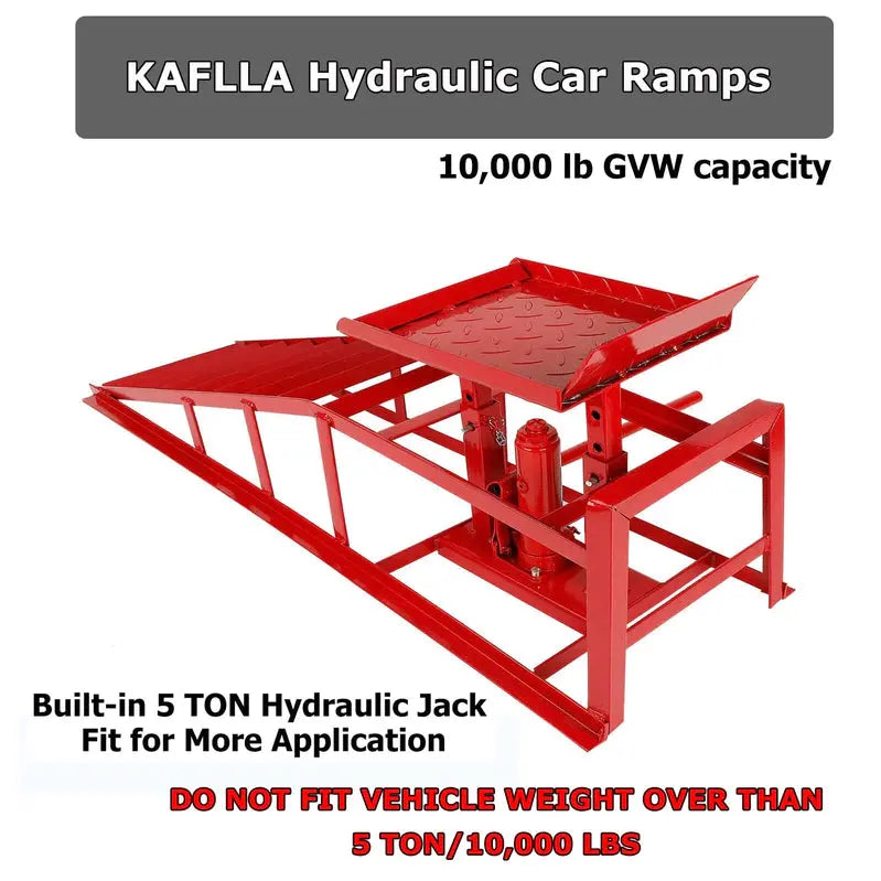 Confote Hydraulic Car Ramps 2PCS, 5-Ton, 10000lbs, Red