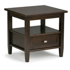 Solid Wood Rectangle End Table With Drawer And Shelf, 18.1in D x 20in W x 19.5in H - Norfolk
