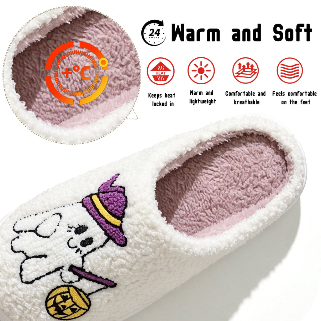 BERANMEY Halloween Slippers for Women Perfect Soft Plush Comfy Warm Slip-On Cute Womens Slippers Indoor Fluffy House Slippers for Women and Men Non-slip Fuzzy Flat Slides