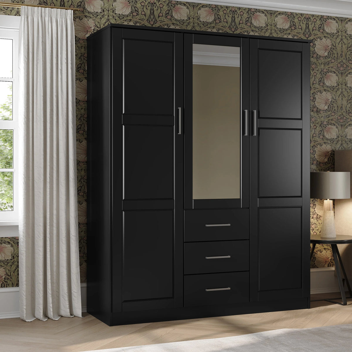Palace Imports Solid Wood 3-Door Wardrobe Armoire, 56 inch - Cosmo