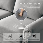 3 Seater Linen Fabric Tufted Accent Sofa, 82.6 in, Grey - Curved High Back