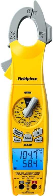 Fieldpiece Wireless Power Clamp Meter With Swivel Head, 1000VDC - SC680