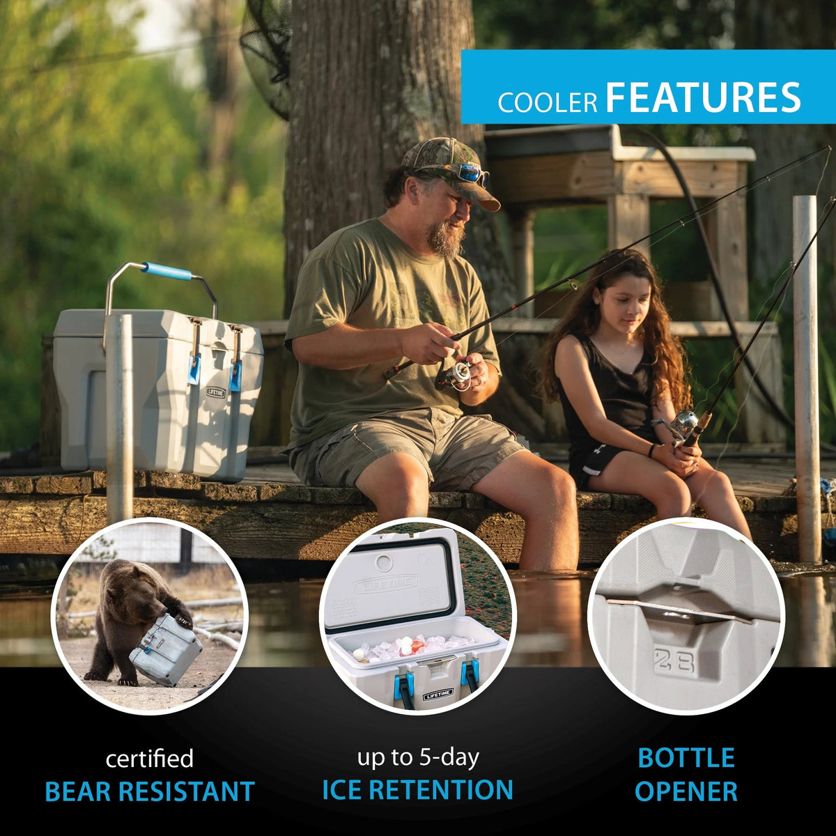 Lifetime Bear-Resistant High Performance Camping Cooler, 28 qt, 20 Can Capacity, Boulder Gray - 91289