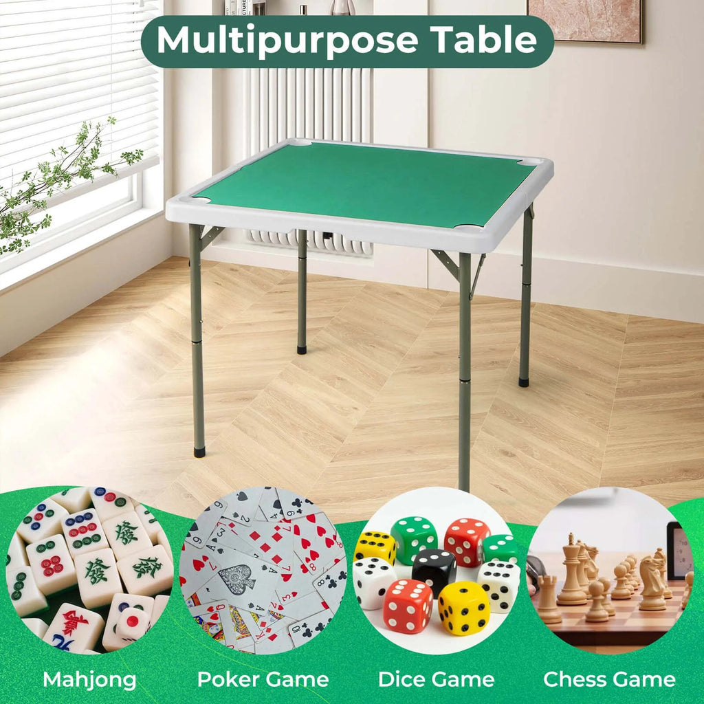 Costway Folding Mahjong Table With Cup Holders, Felt Mat And Carrying Handle - 35in x 35in x 29in