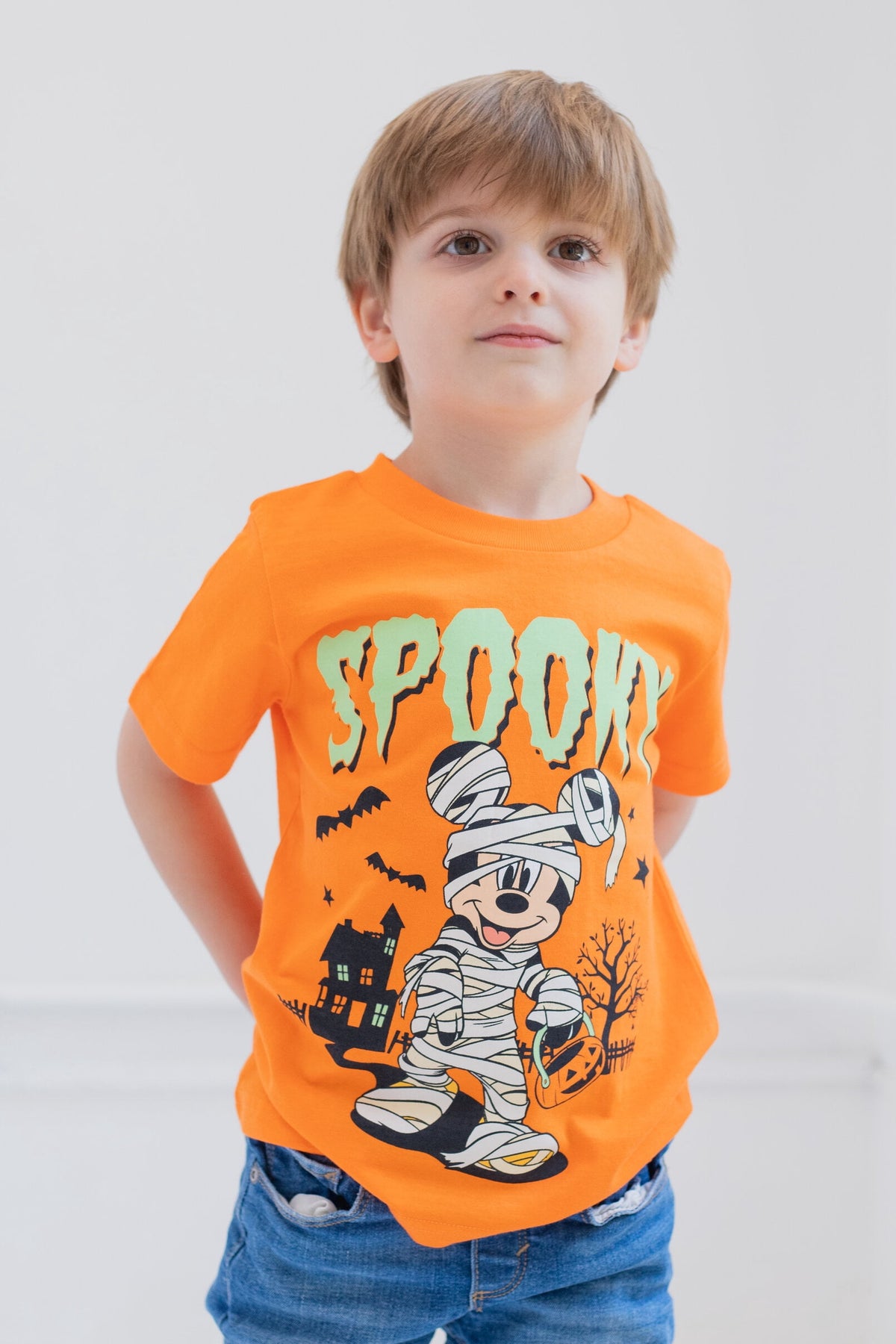 Disney Mickey Mouse Little Boys' Short Sleeve Graphic T-Shirt Mummy Orange