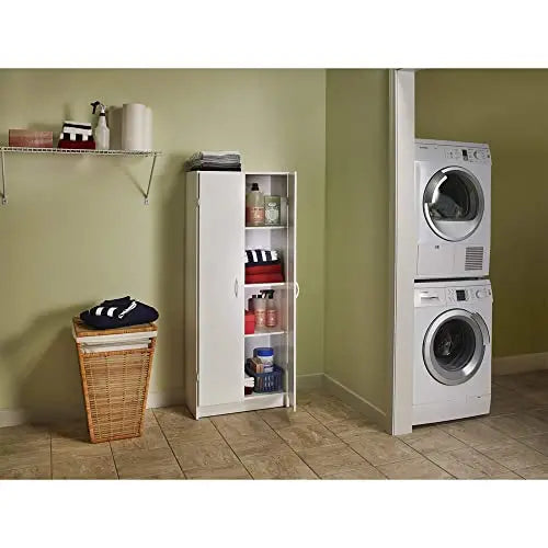 ClosetMaid Pantry Cabinet With 2 Doors, 4 Interior Shelves, 59.5 in H x 12.5 in D x 24 in W
